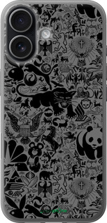 Силиконовый чехол Чёрно-серый стикер бомбинг для Apple iPhone 17 - 2432u-4031 изображение 