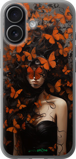 Силиконовый чехол Девушка с оранжевыми бабочками для Apple iPhone 17 - 5941u-4031 изображение 