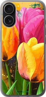 Силиконовый чехол Нарисованные тюльпаны для Apple iPhone 17 - 5990u-4031 изображение 