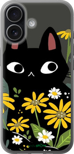 Силиконовый чехол Черный кот с цветами для Apple iPhone 17 - 6448u-4031 изображение 