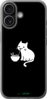 Силиконовый чехол С милым котом на черном фоне для Apple iPhone 17 - 6528u-4031 изображение 