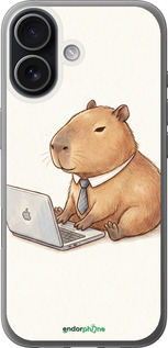 Силиконовый чехол 'Funny Capybara CEO Working' для iPhone 17 изображение 1