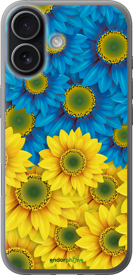 Силиконовый чехол Жёлто-голубые цветы для Apple iPhone 17 - 1048u-4031 изображение 