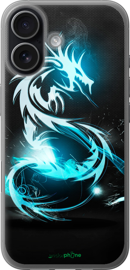 Силиконовый чехол Бело-голубой огненный дракон для Apple iPhone 17 - 113u-4031 изображение 