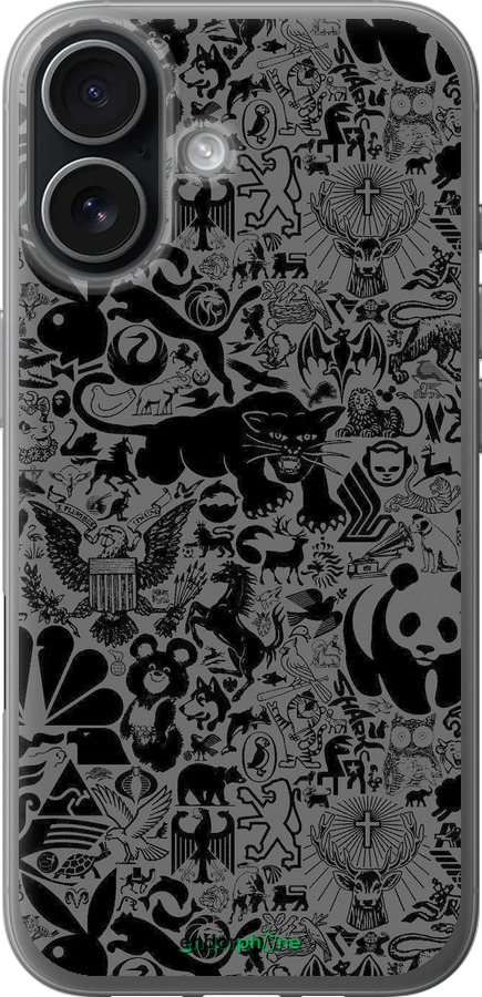 Силиконовый чехол Чёрно-серый стикер бомбинг для Apple iPhone 17 - 2432u-4031 изображение 