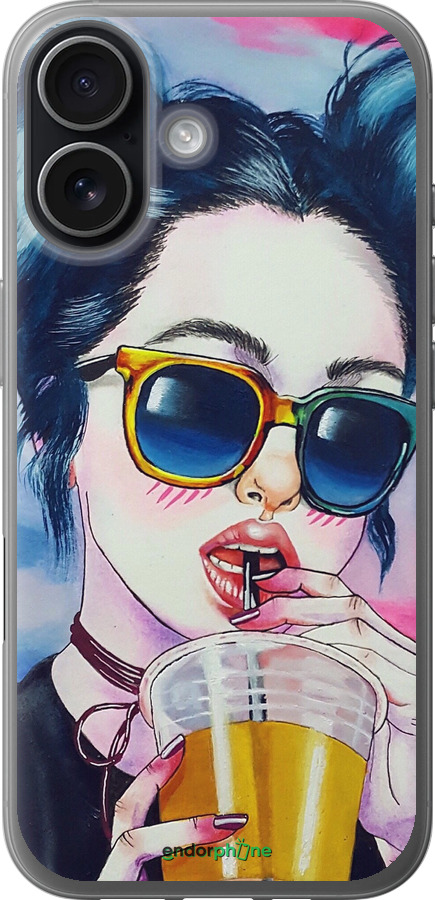 Силиконовый чехол Арт-девушка в очках для Apple iPhone 17 - 3994u-4031 изображение 