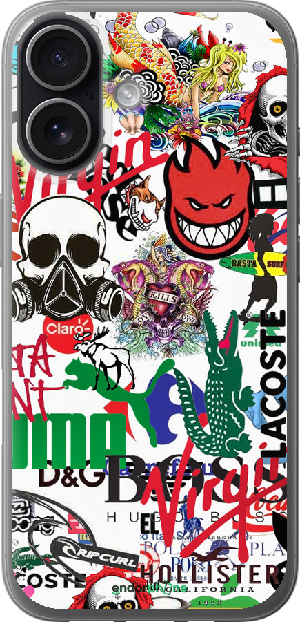 Силиконовый чехол Many different logos для Apple iPhone 17 - 4022u-4031 изображение 