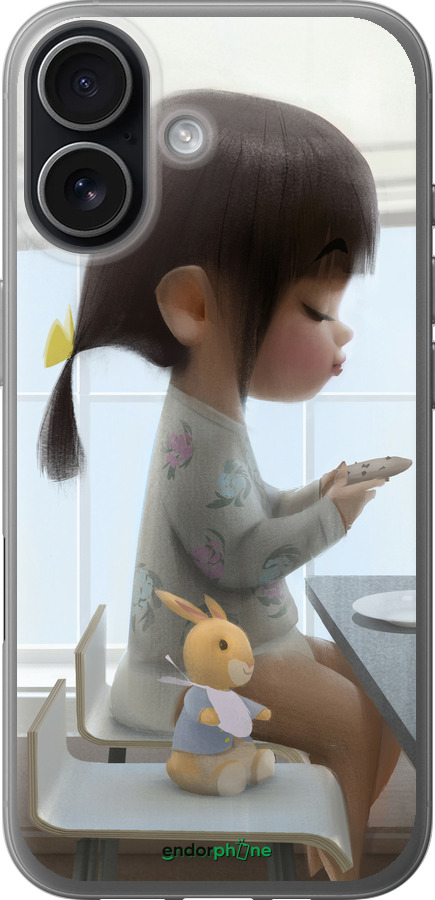 Силиконовый чехол Милая девочка с зайчиком для Apple iPhone 17 - 4039u-4031 изображение 
