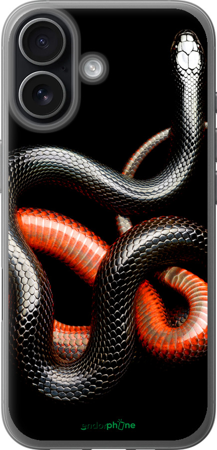 Силиконовый чехол Красно-черная змея на черном фоне для Apple iPhone 17 - 4063u-4031 изображение 
