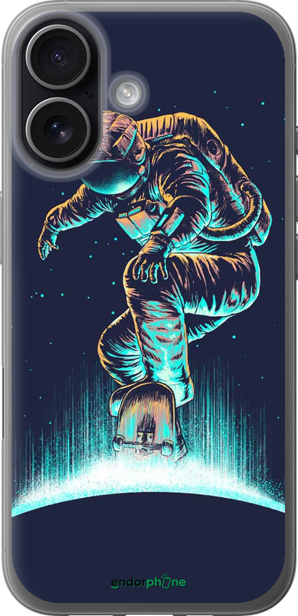Силиконовый чехол Космонавт на скейтборде для Apple iPhone 17 - 4145u-4031 изображение 