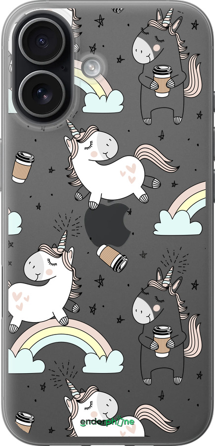 Силіконовий чехол Єдиноріг і кава для Apple iPhone 17 - 4661u-4031 изображение 
