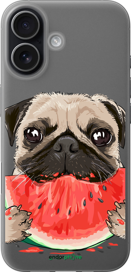 Силіконовий чехол Мопс і кавун для Apple iPhone 17 - 4665u-4031 изображение 