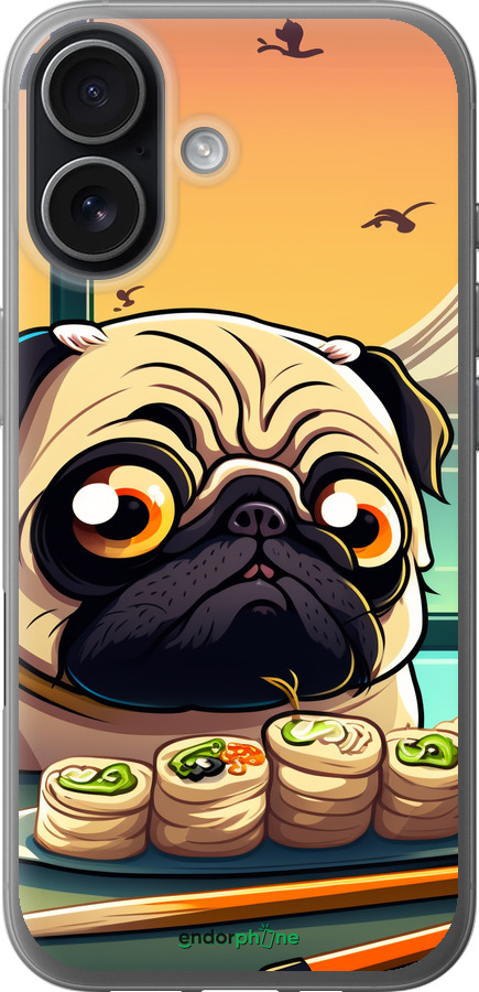 Силиконовый чехол Мопс и суши для Apple iPhone 17 - 5588u-4031 изображение 