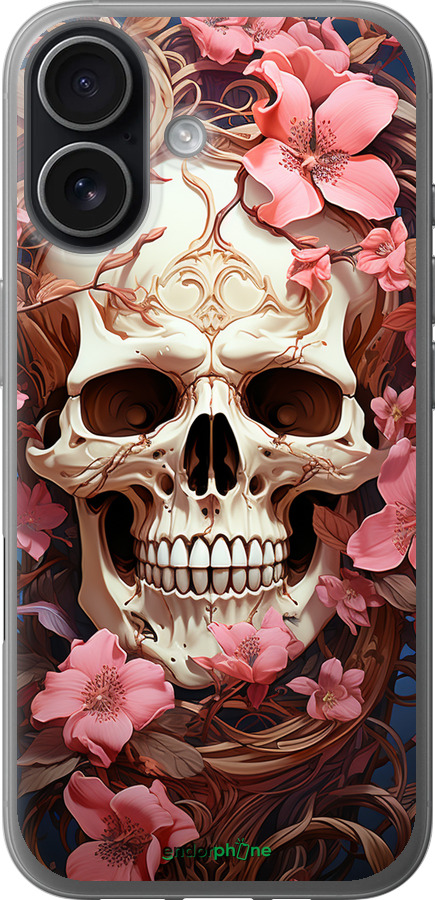 Силиконовый чехол Череп в розовых цветах для Apple iPhone 17 - 5965u-4031 изображение 