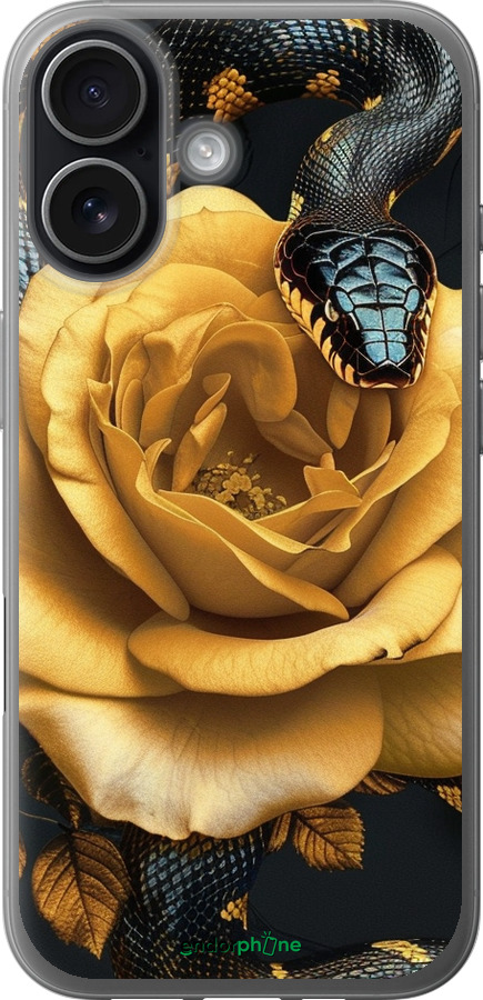 Силіконовий чехол Black snake and golden rose для Apple iPhone 17 - 6068u-4031 изображение 