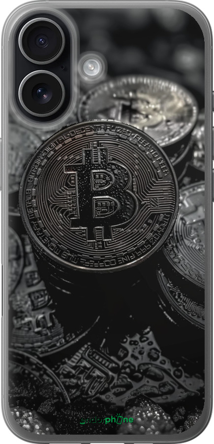 Силиконовый чехол Black Bitcoin для Apple iPhone 17 - 6090u-4031 изображение 