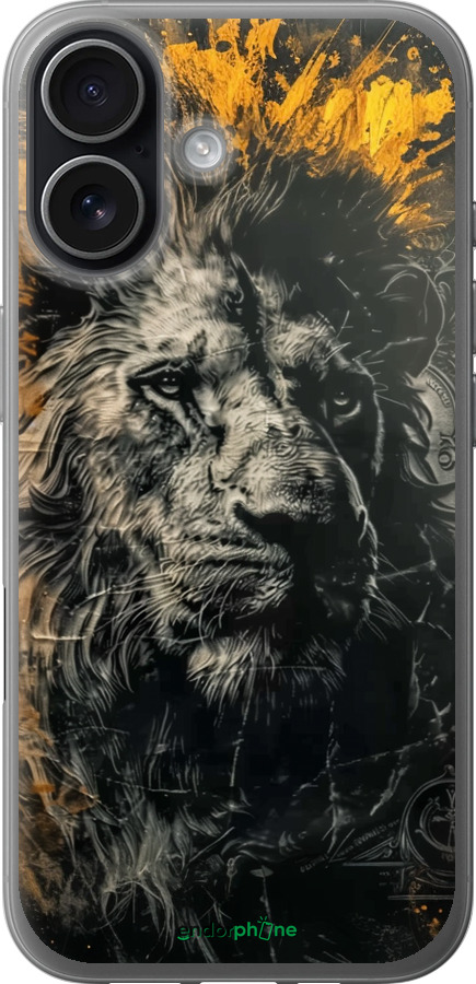Силиконовый чехол Лев в золотых красках для Apple iPhone 17 - 6155u-4031 изображение 