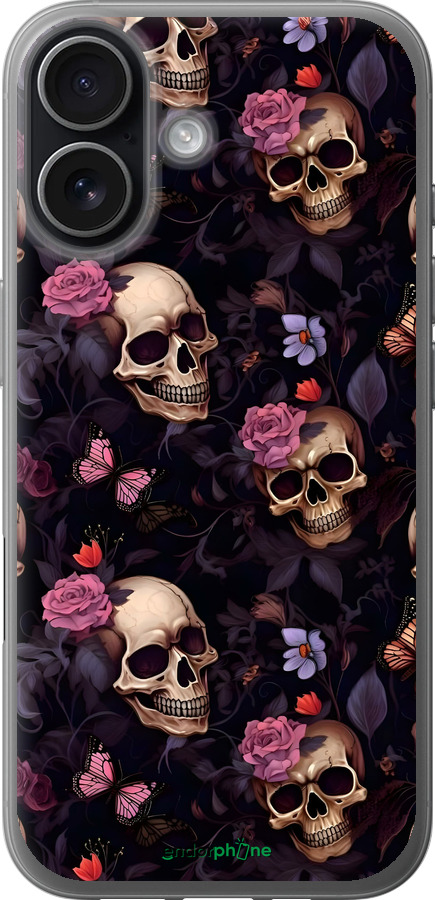 Силиконовый чехол Черепа и розы для Apple iPhone 17 - 6316u-4031 изображение 