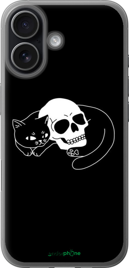 Силиконовый чехол С изображением кота и черепа для Apple iPhone 17 - 6491u-4031 изображение 