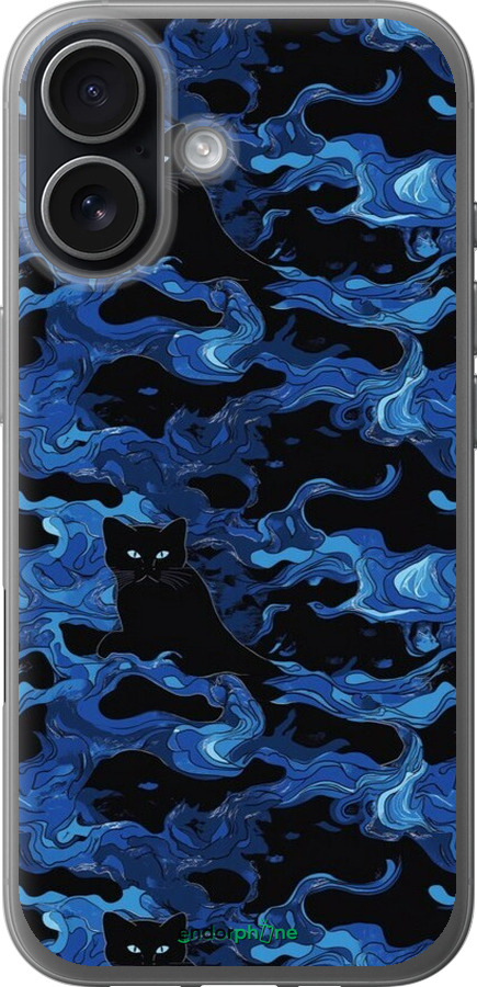 Силіконовий чехол Візерунок чорних котів на блакитному фоні для Apple iPhone 17 - 6525u-4031 изображение 