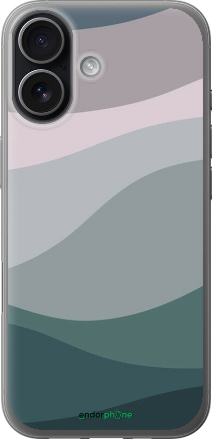 Силиконовый чехол С фиолетовым и бирюзовым ретро-стилем и волнами для Apple iPhone 17 - 6533u-4031 изображение 