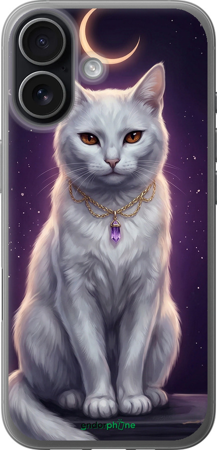 Силиконовый чехол Mystic White Cat Gothic Dark Purple Gold для Apple iPhone 17 - 6805u-4031 изображение 