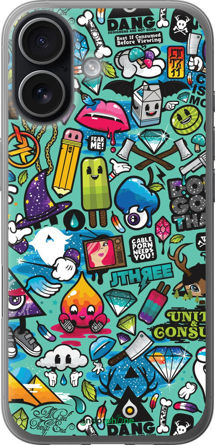 Силиконовый чехол Стикер бомбинг 1 для Apple iPhone 17 - 693u-4031 изображение 