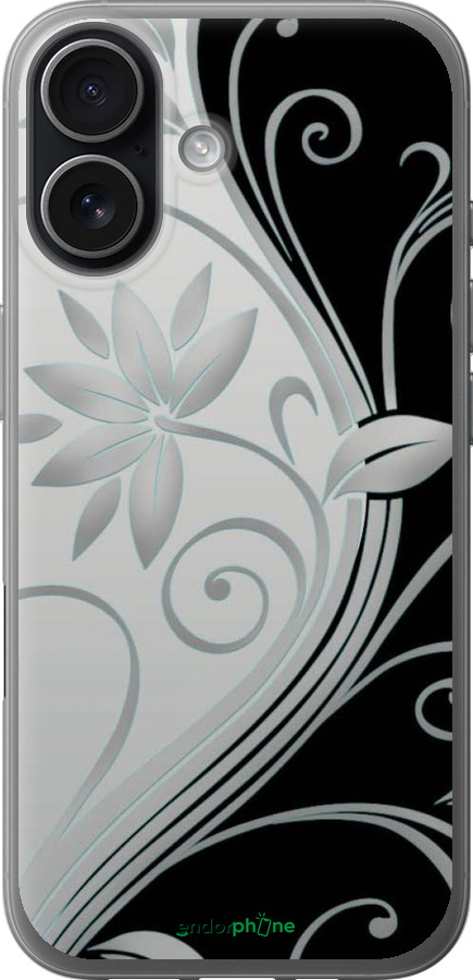 Силіконовий чехол Квіти на чорно-білому фоні для Apple iPhone 17 - 840u-4031 изображение 