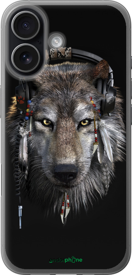 Силіконовий чехол Вовк-меломан для Apple iPhone 17 - 875u-4031 изображение 