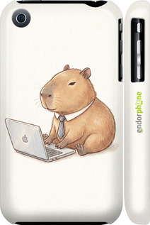 3D пластиковый матовый чехол Funny Capybara CEO Working для Apple iPhone 3Gs - 6777m-34 изображение 