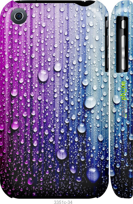 

3D пластиковий матовий чохол "Краплини води" для iPhone 3Gs, Синій