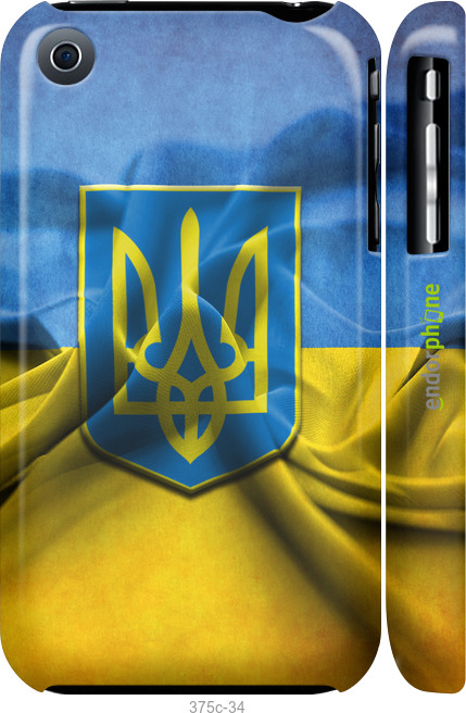 

3D пластиковий матовий чохол "Прапор та герб України" для iPhone 3Gs, Блакитний