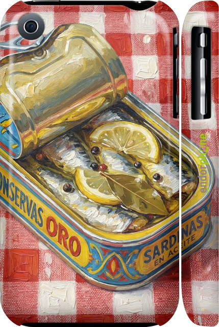 3D пластиковый матовый чехол Vintage Sardine Tin Phone для Apple iPhone 3Gs - 6772m-34 изображение 