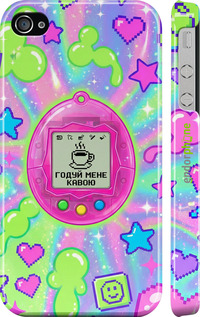 3D пластиковый глянцевый чехол Y2K Aesthetic Retro Pet: Годуй мене кавою для Apple iPhone 4s - 6784c-12 изображение 