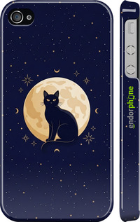 3D пластиковый глянцевый чехол Cute Cat Celestial/Witchy для Apple iPhone 4s - 6787c-12 изображение 