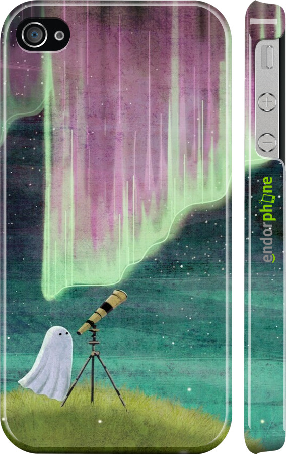 3D пластиковый глянцевый чехол Привидение и звезды для Apple iPhone 4 - 6443c-15 изображение 