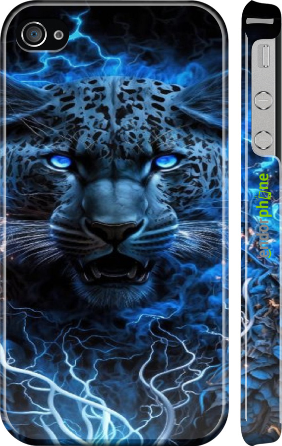 3D пластиковый глянцевый чехол Ледяной леопард для Apple iPhone 4s - 6460c-12 изображение 