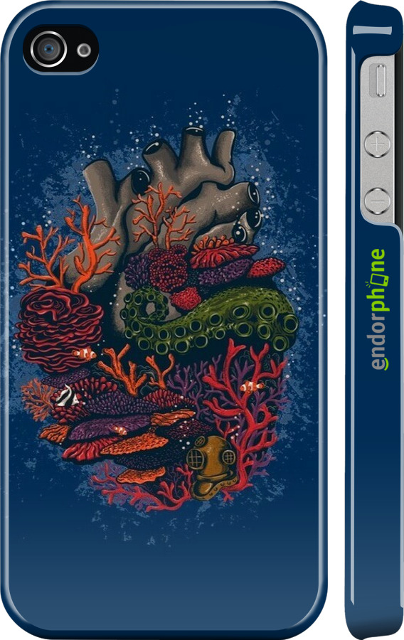 3D пластиковий глянцевий чехол Серце моря для Apple iPhone 4 - 6506c-15 изображение 
