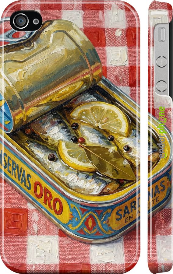 3D пластиковый глянцевый чехол Vintage Sardine Tin Phone для Apple iPhone 4 - 6772c-15 изображение 