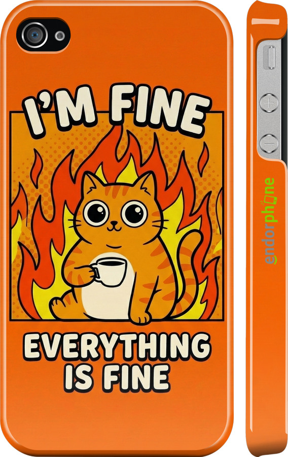 3D пластиковый глянцевый чехол Funny Cat для Apple iPhone 4s - 6786c-12 изображение 