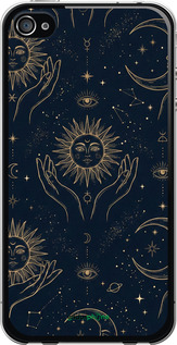 2D пластиковый чехол Celestial Harmony: Sun & Moon Gold Mystic Pattern для Apple iPhone 4 - 6778t-15 изображение 