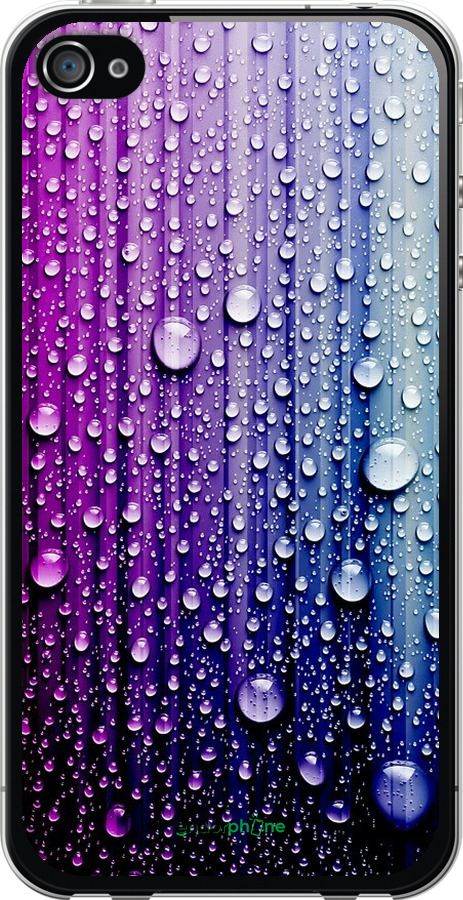 

2D пластиковий чохол "Краплини води" для iPhone 4, Синій