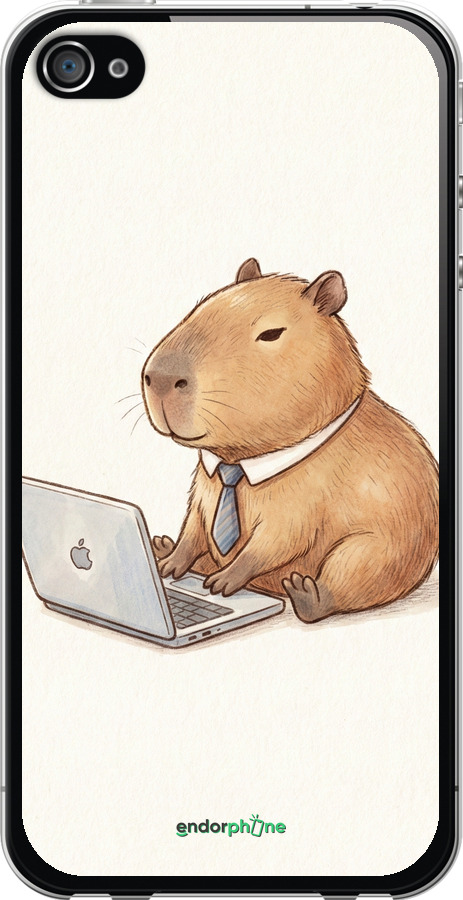 2D пластиковый чехол Funny Capybara CEO Working для Apple iPhone 4s - 6777t-12 изображение 