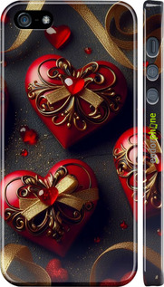 3D пластиковый матовый чехол Сердечки v4 для Apple iPhone 5s - 5834m-21 изображение 