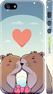 3D пластиковий матовий чехол Капібара кохання для Apple iPhone 5s - 6027m-21 изображение 