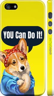 3D пластиковый глянцевый чехол чехол с корги You Can Do It для Apple iPhone SE - 6184c-214 изображение 