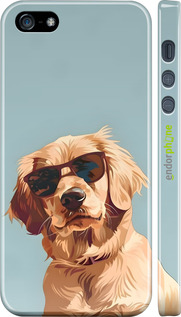 3D пластиковый матовый чехол Пес в очках для Apple iPhone 5s - 6381m-21 изображение 