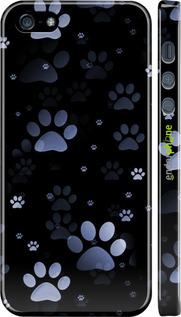 3D пластиковий глянцевий чехол З синіми відбитками лап для Apple iPhone 5s - 6441c-21 изображение 