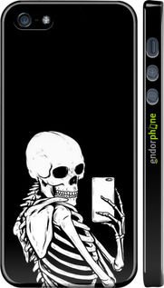3D пластиковый глянцевый чехол Скелет делает Selfie для Apple iPhone SE - 6535c-214 изображение 