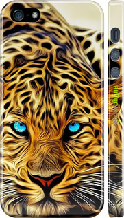 3D пластиковий глянцевий чехол Леопард для Apple iPhone 5 - 6611c-18 изображение 
